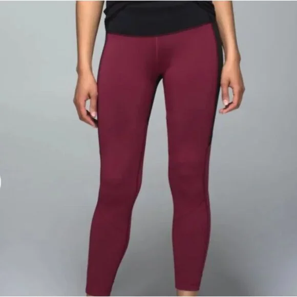 Lululemon All You Need Colorblock Leggings Tights 2 Black Dashing Purple Magenta - Picture 2 of 10